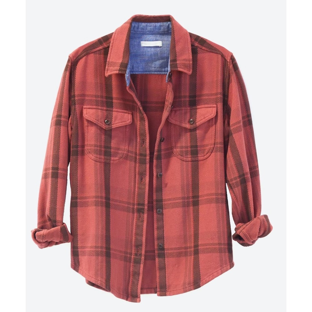Outerknown Blanket Shirt Dusty Red Cusco Plaid Flannel NWT XS/S Organic Oversize